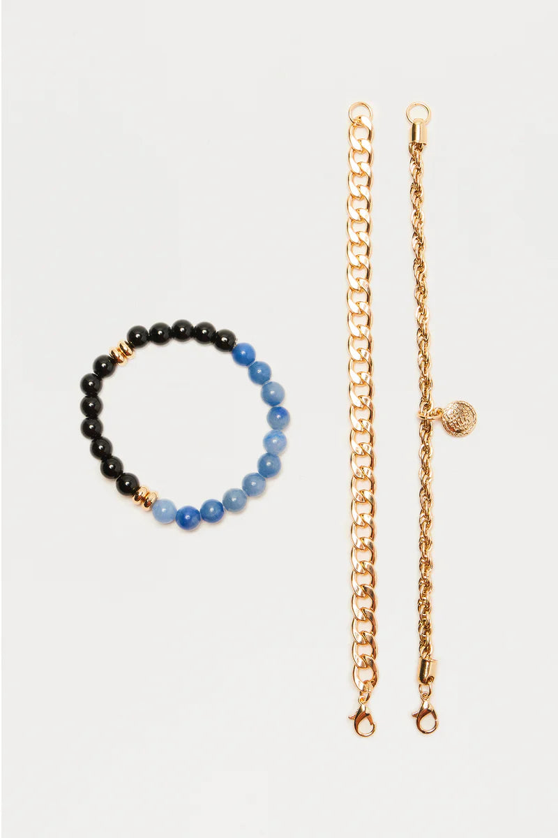 King Bracelet Set - Gold/Blue