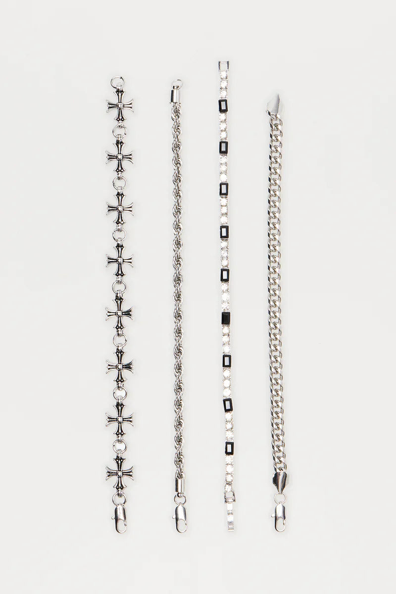 Flame To Fame Bracelet Set - Silver/Black