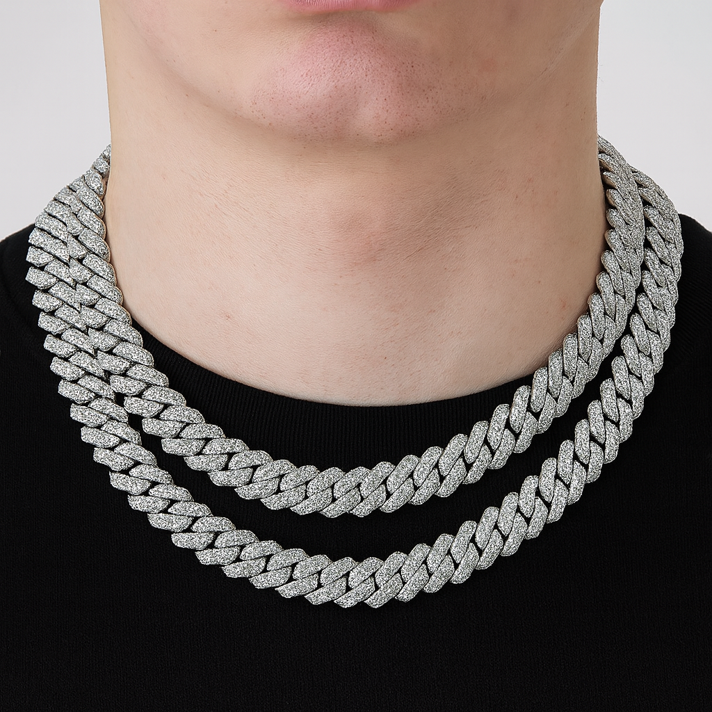 14MM DIAMOND PRONG LINK CHAIN