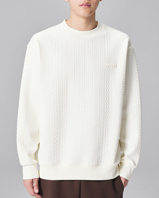 Textured Weave Cable Knit Sweater