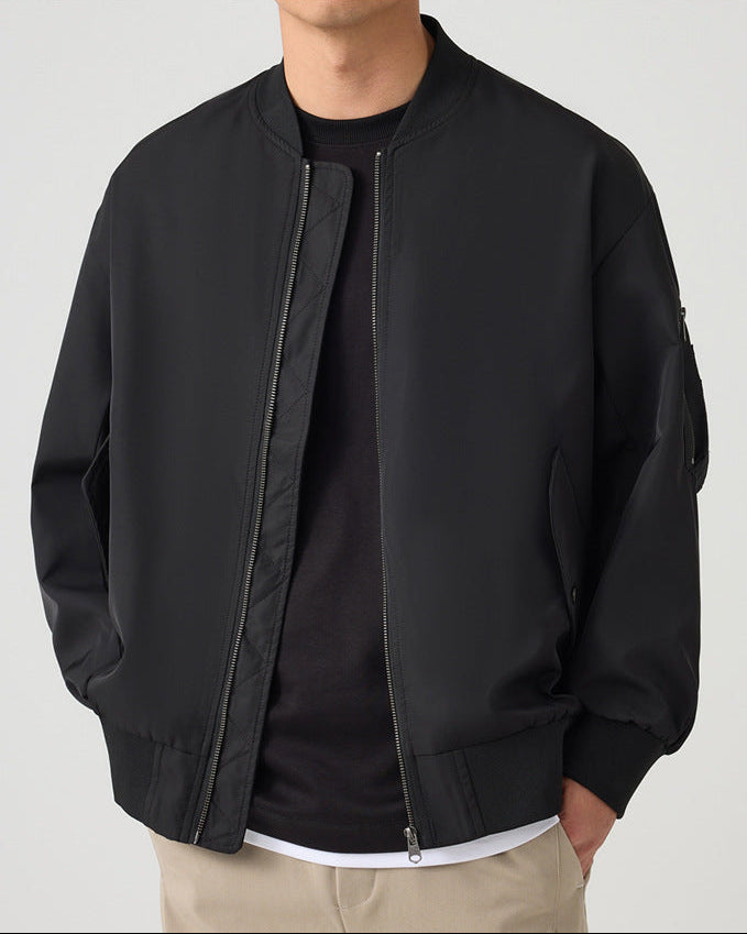 The Momeike AeroFlex Loose Fit Baseball Collar Pilot Jacket