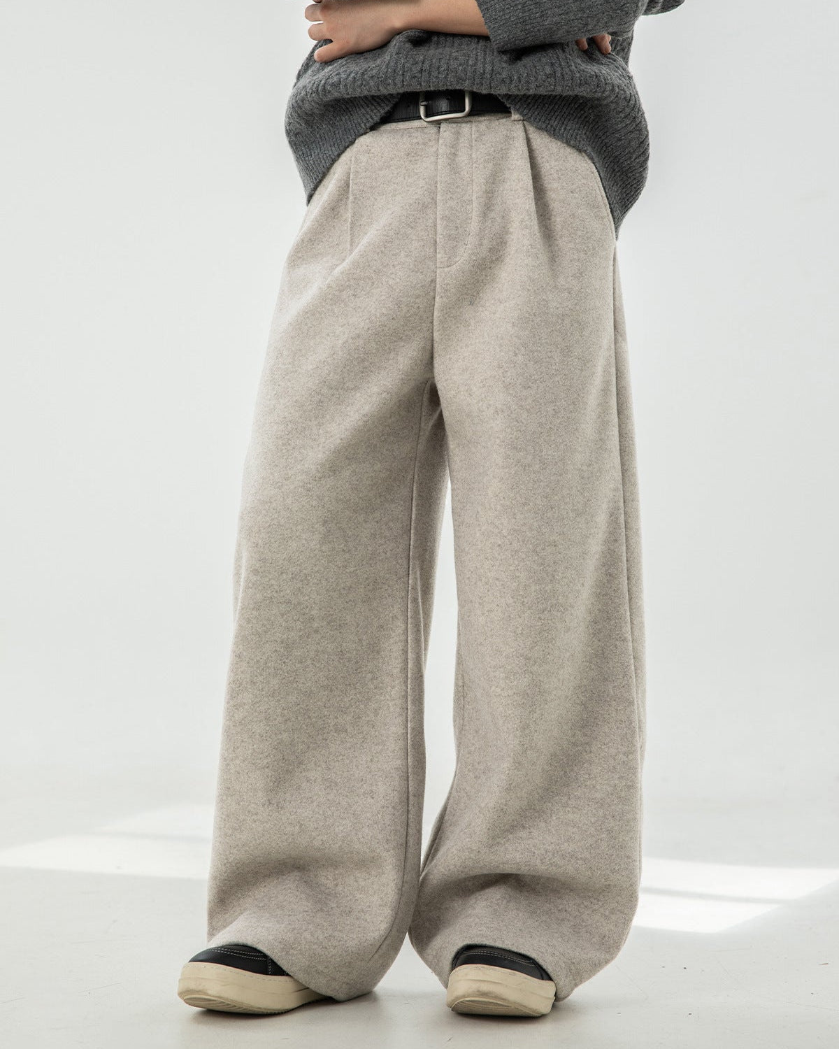 Wool Blend Wide-Leg Trousers