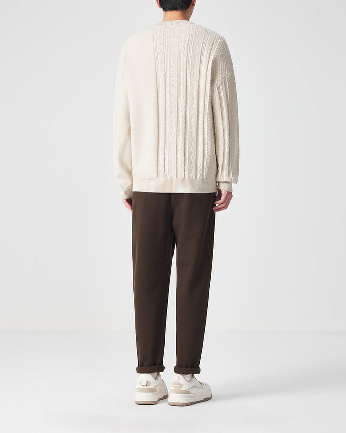 The Momoike Simple Jacquard Round Neck Knitwear Sweater