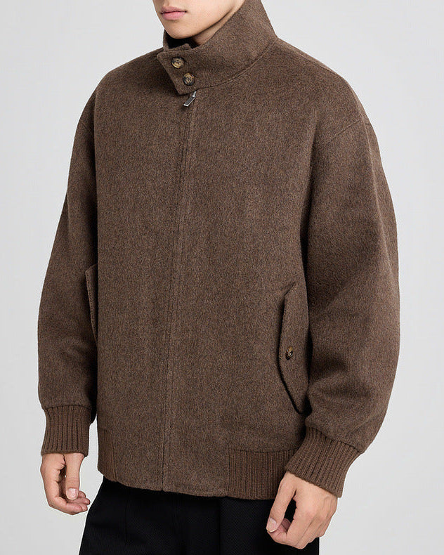 The Brantley Wool-Blend Harrington Jacket with Structured Stand Collar