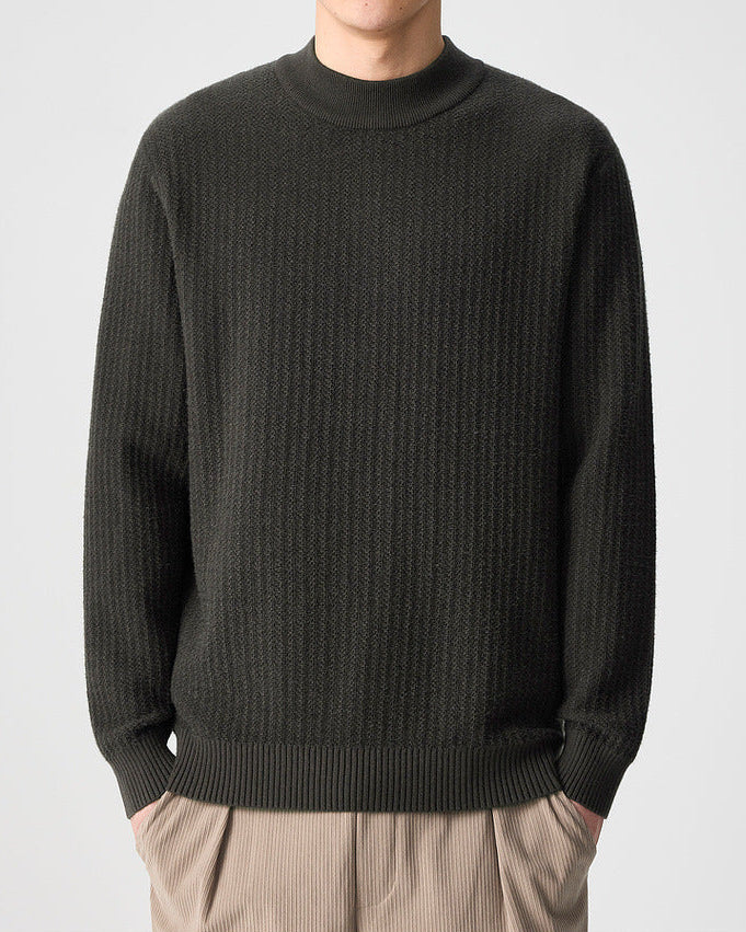 The Momeike Ribbed Elegance Half-High Collar Sweater