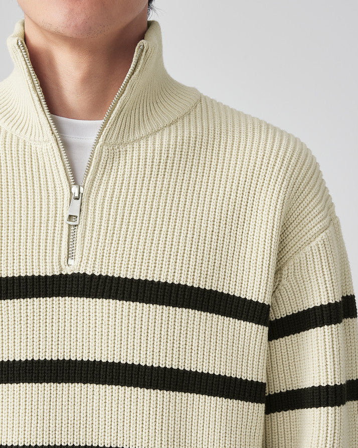 The Momeike Half-Zip Striped Knit Sweater