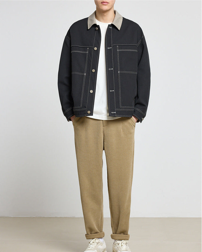 The Momeike Color-Block Patchwork Lapel Jacket