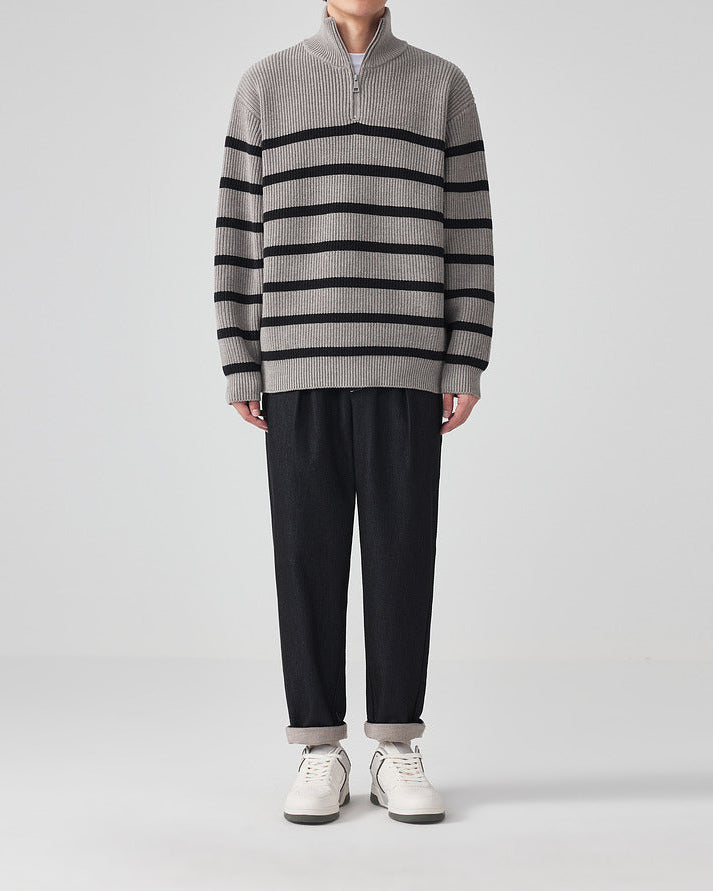 The Momeike Half-Zip Striped Knit Sweater
