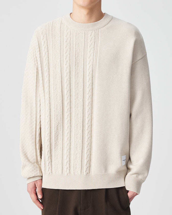 The Momoike Simple Jacquard Round Neck Knitwear Sweater