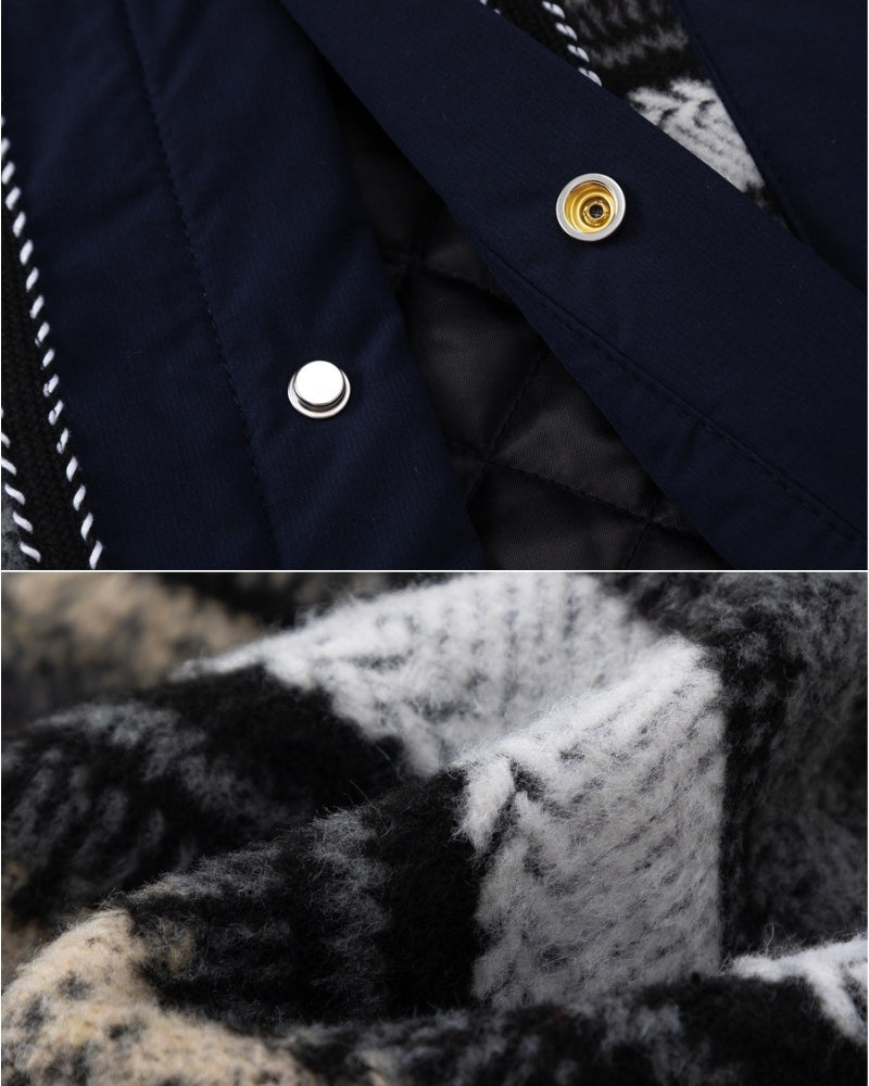 Striped Patchwork Button Jacket