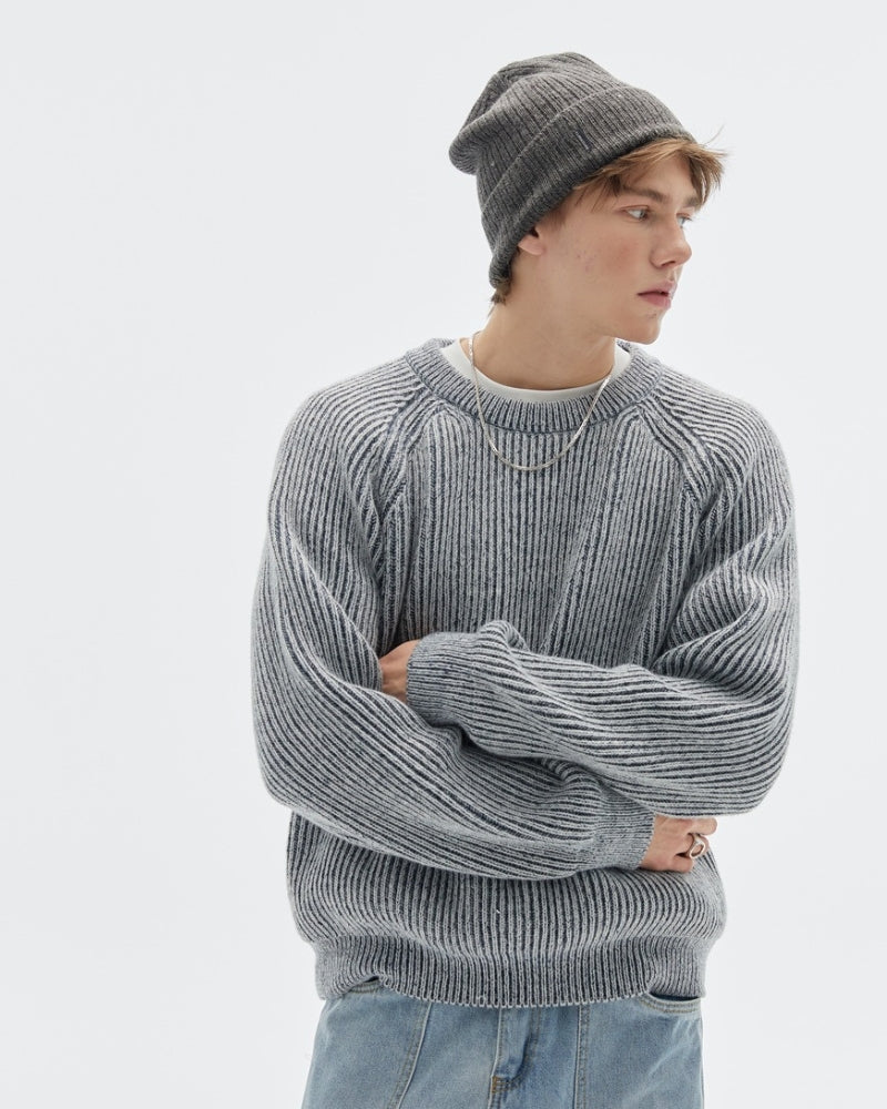Ribbed Belange Knit Crewneck Sweater