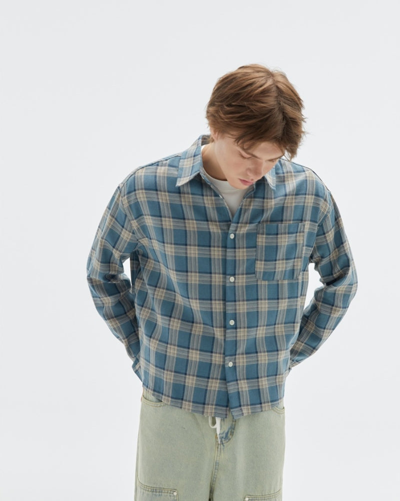 Relaxed Fit Plaid 2Tone Shirt