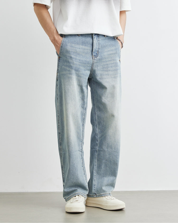 Relaxed Vintage Wash Straight-Leg Jeans