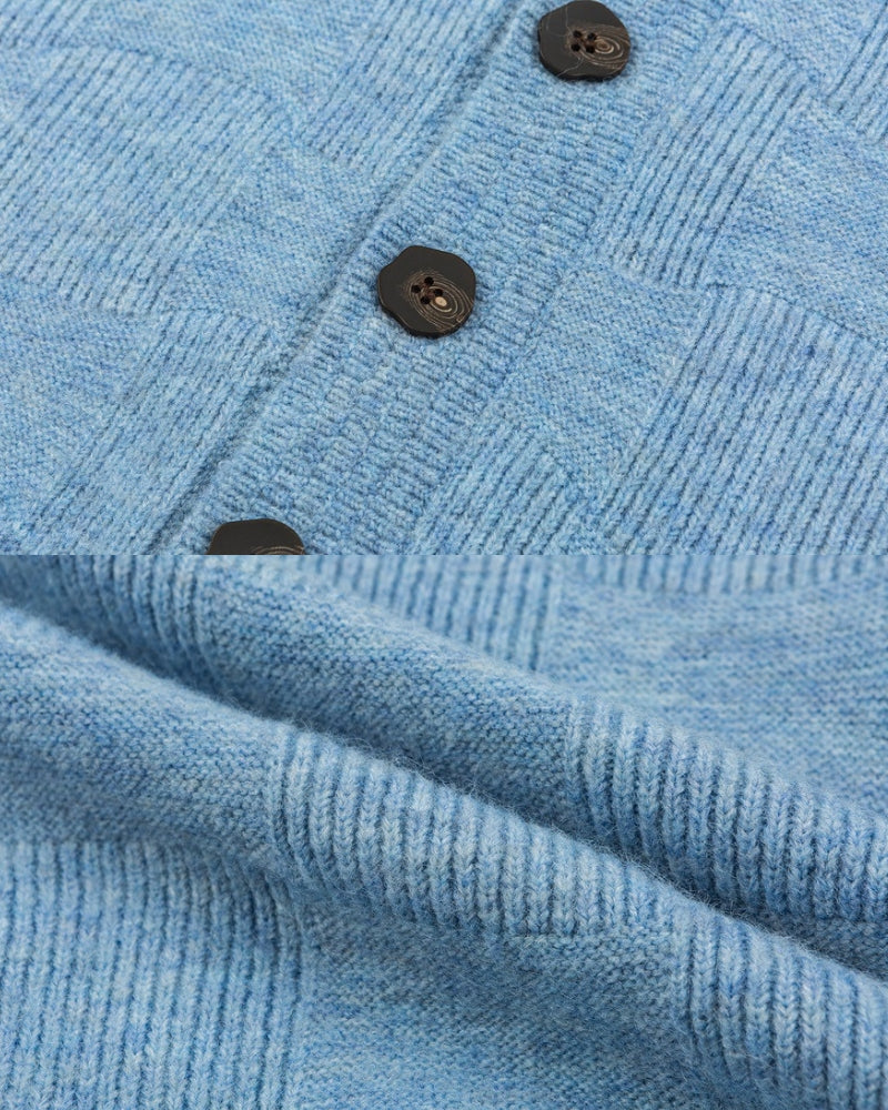 Block Synogram Textured Knit Button Cardigan