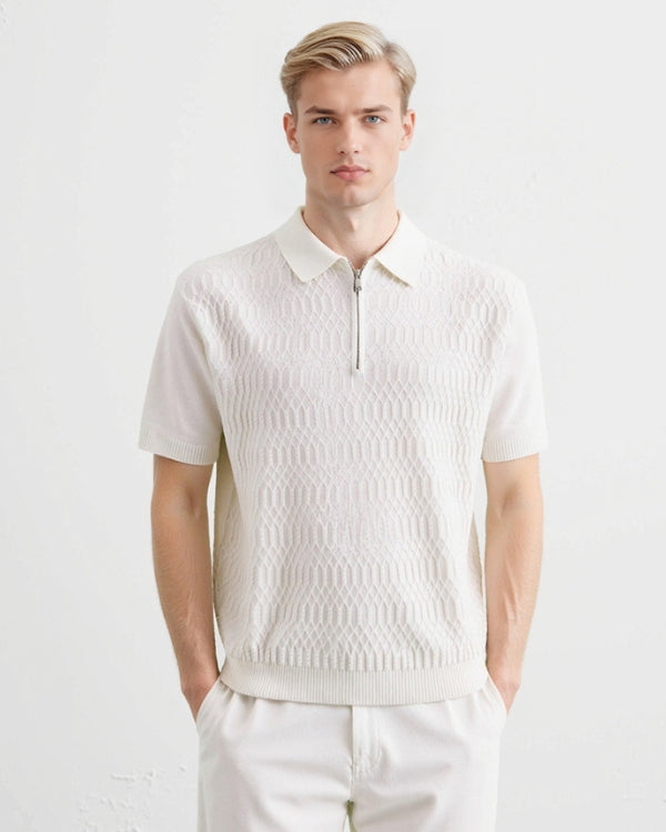 Textured Zip Polo Knit