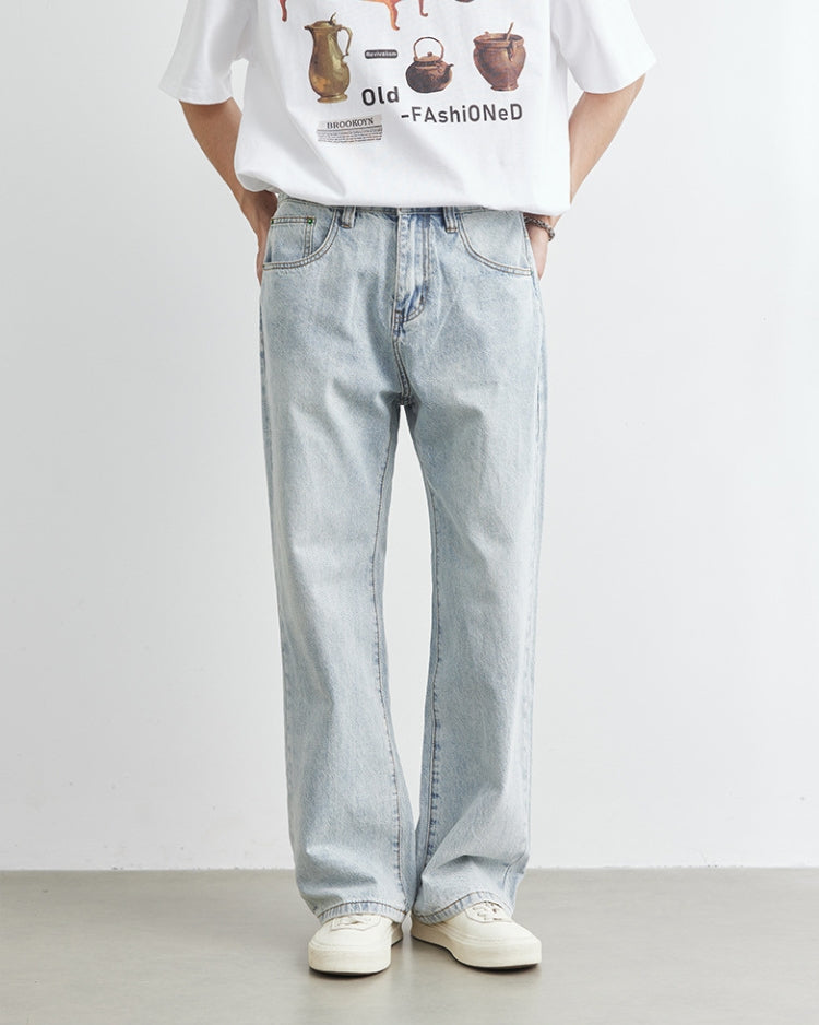 Soft Stone 5-pocket Straight Denim Jeans