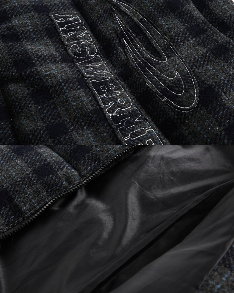 Quilted ANSWER ME Embroided Check Jacket