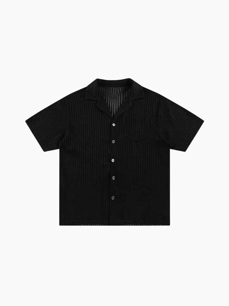 Short Sleeve Textured Stripe Shirt