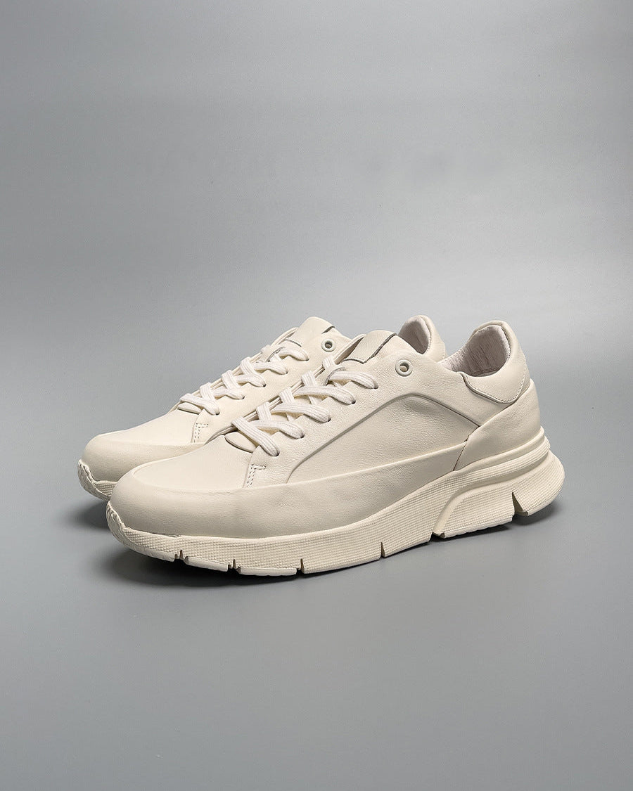 The White Qiao Handmade Genuine Leather Sneakers