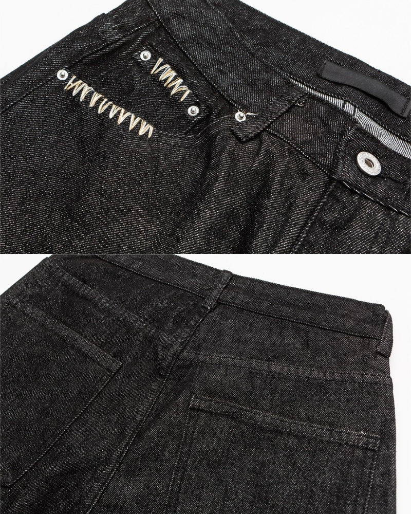 Relaxed Fit Wide-Leg Jeans Blak Wash