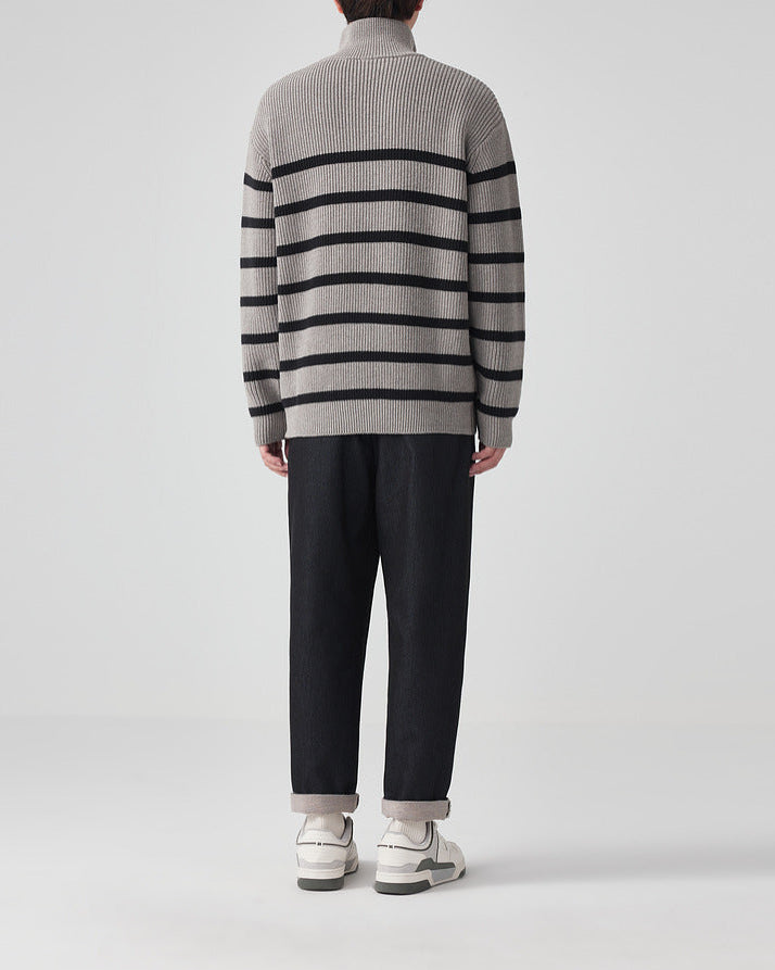 The Momeike Half-Zip Striped Knit Sweater