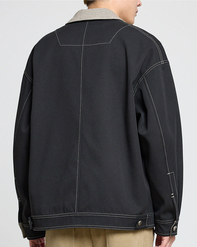 The Momeike Color-Block Patchwork Lapel Jacket