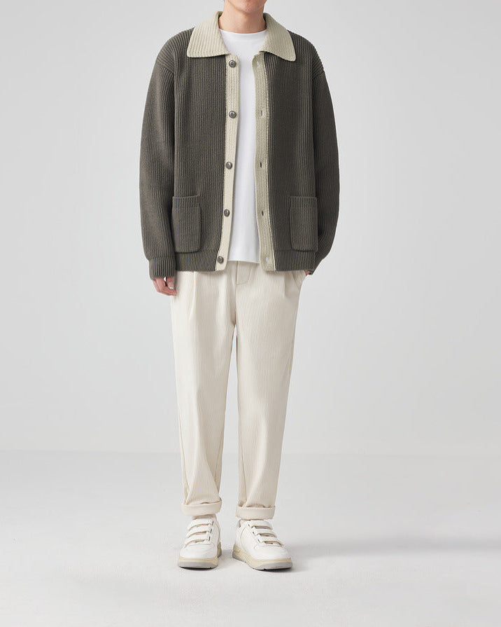 The Mo Maike Dual-Tone Lapel Knit Cardigan Jacket