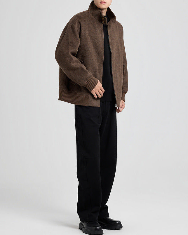 The Brantley Wool-Blend Harrington Jacket with Structured Stand Collar