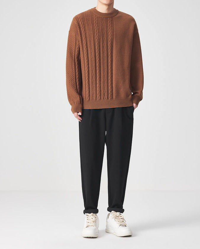 The Momoike Simple Jacquard Round Neck Knitwear Sweater