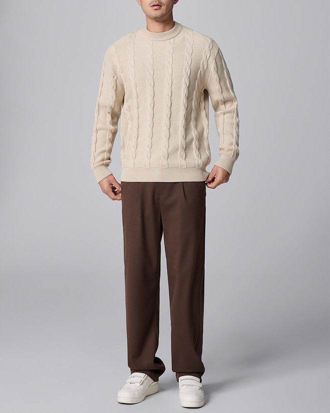 Classic Cable Knit Crewneck Sweater