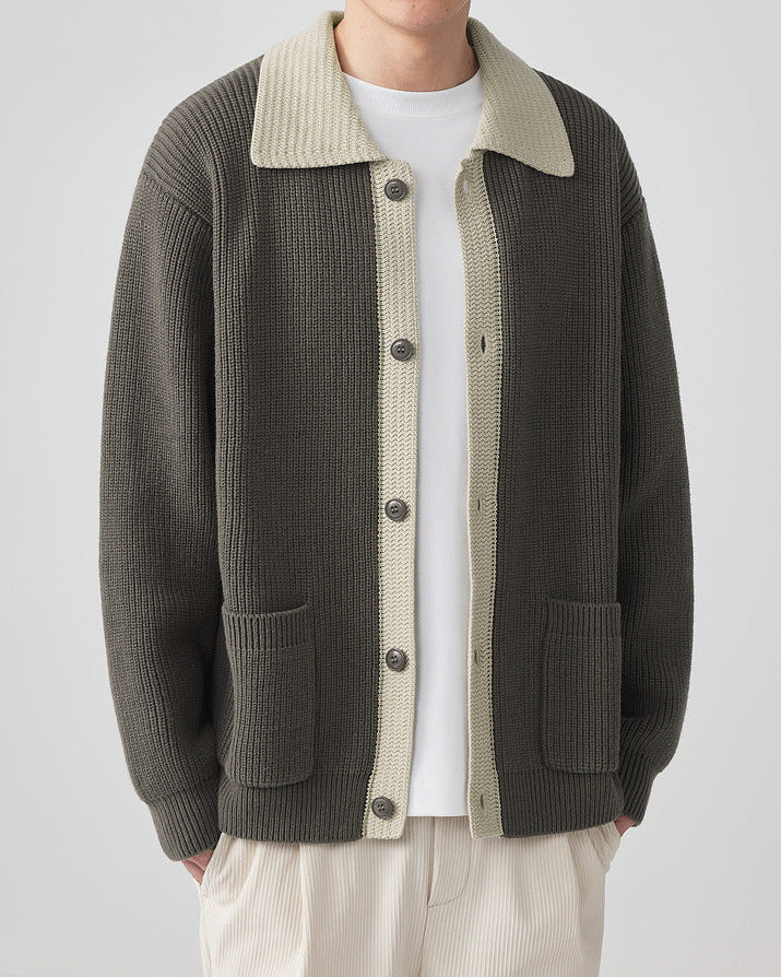 The Mo Maike Dual-Tone Lapel Knit Cardigan Jacket