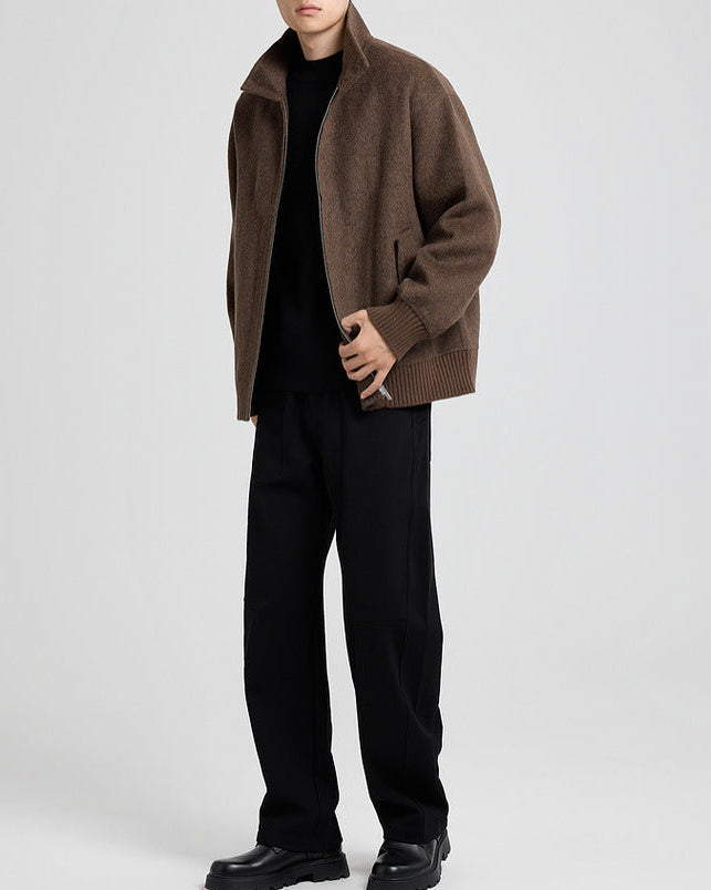 The Brantley Wool-Blend Harrington Jacket with Structured Stand Collar