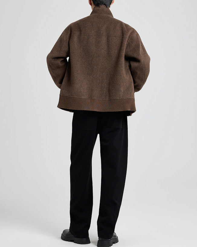 The Brantley Wool-Blend Harrington Jacket with Structured Stand Collar