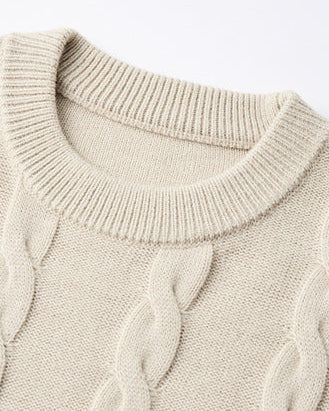 Classic Cable Knit Crewneck Sweater