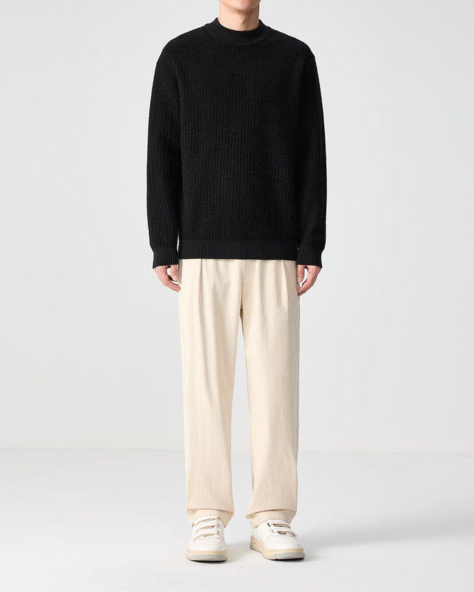 The Momeike Ribbed Elegance Half-High Collar Sweater