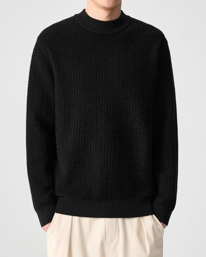 The Momeike Ribbed Elegance Half-High Collar Sweater