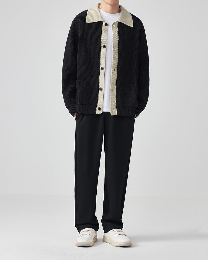 The Mo Maike Dual-Tone Lapel Knit Cardigan Jacket