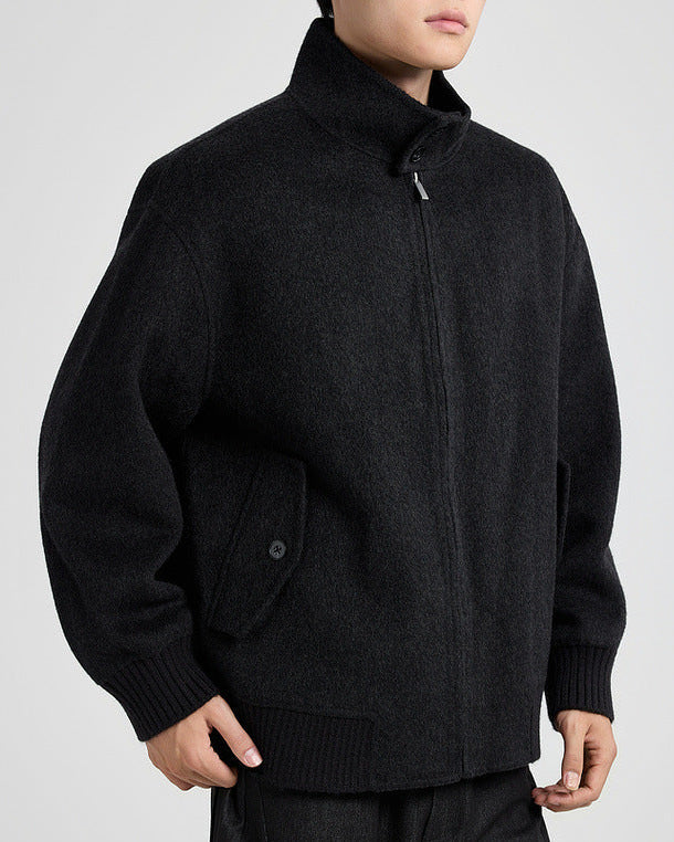 The Brantley Wool-Blend Harrington Jacket with Structured Stand Collar