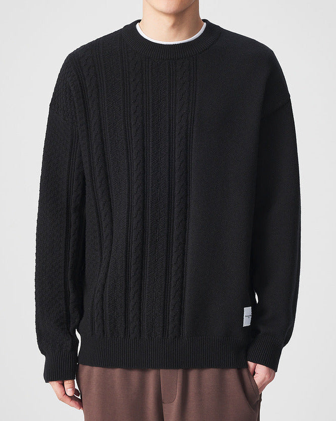 The Momoike Simple Jacquard Round Neck Knitwear Sweater