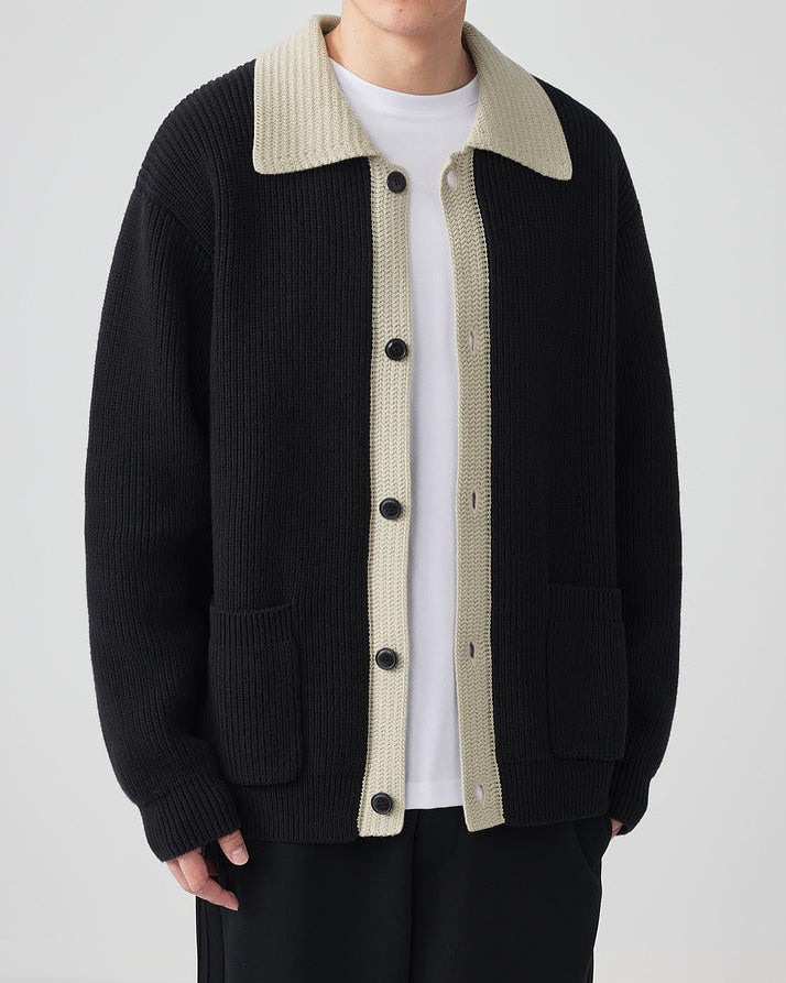 The Mo Maike Dual-Tone Lapel Knit Cardigan Jacket