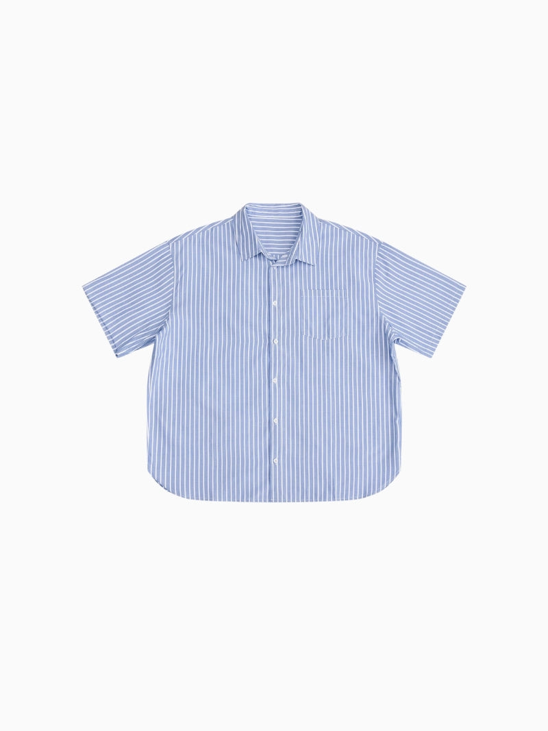 Striped Linen Loose Blouse With Short Sleeves