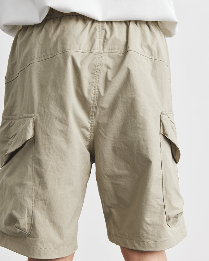 Wide Relaxed Cargo Shorts with Drawstrings