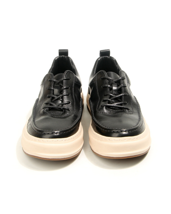 The Black Moc-Toe Leather Sneaker