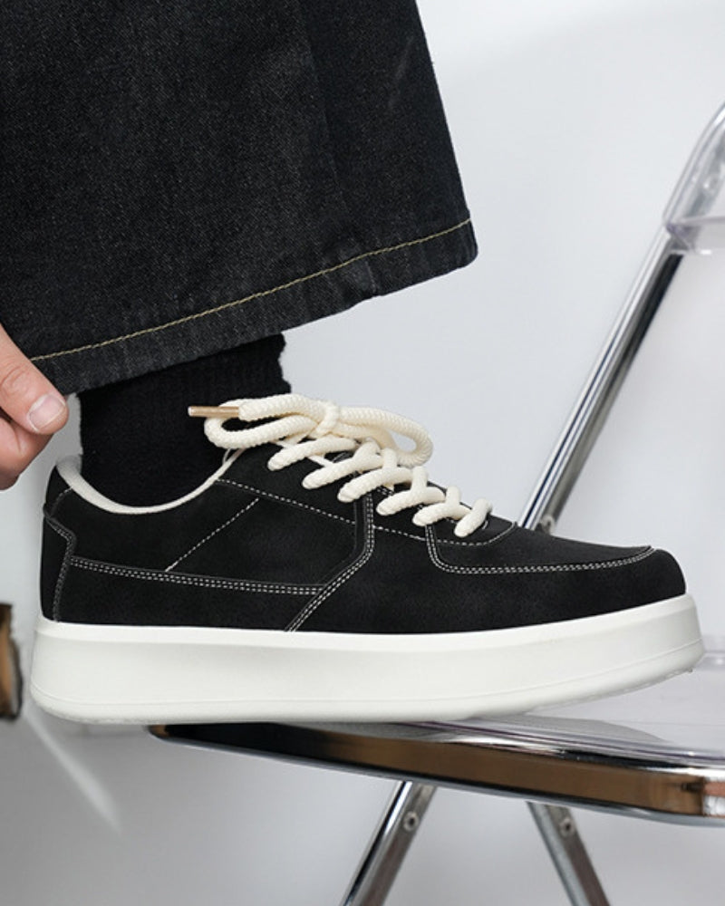 Black Big Sole Suede Low Sneakers