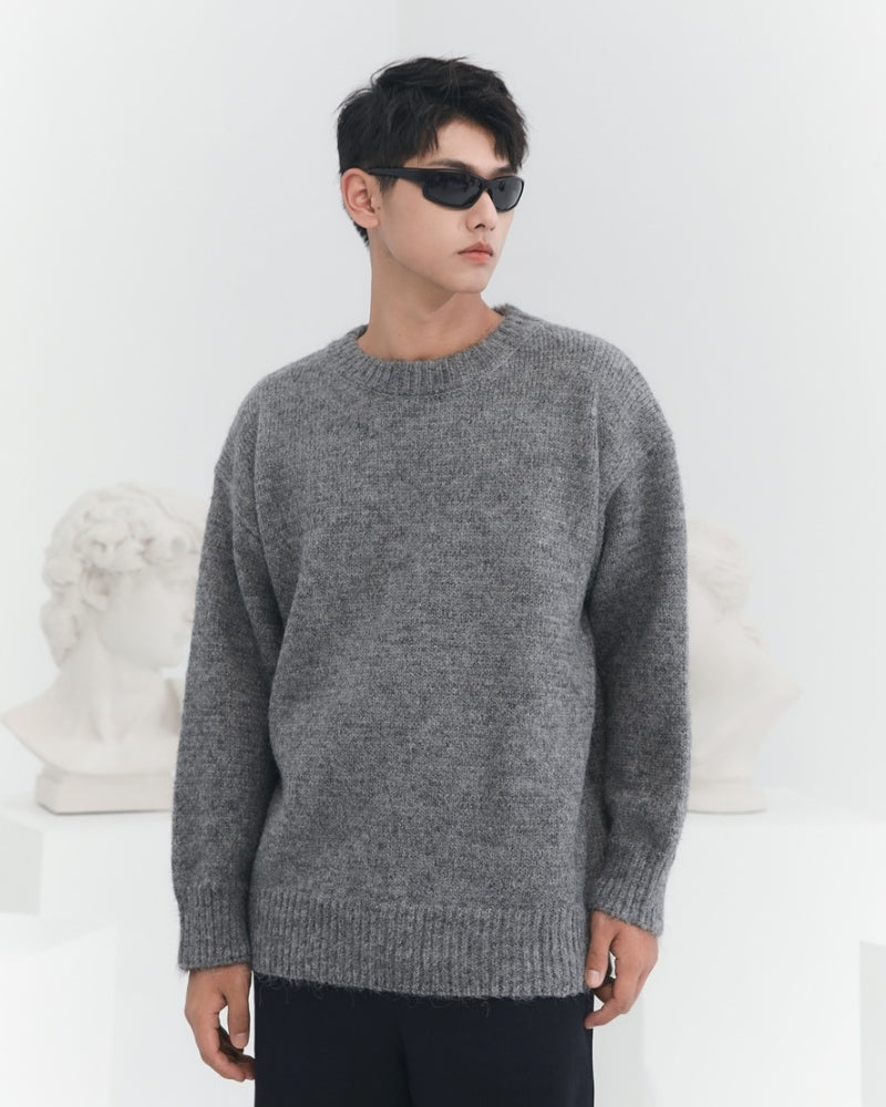 Relaxed Fit Blend Crewneck Knitted Sweater