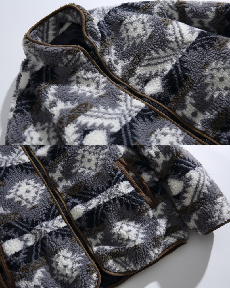 Nordic Pattern Fleece Zip Jacket