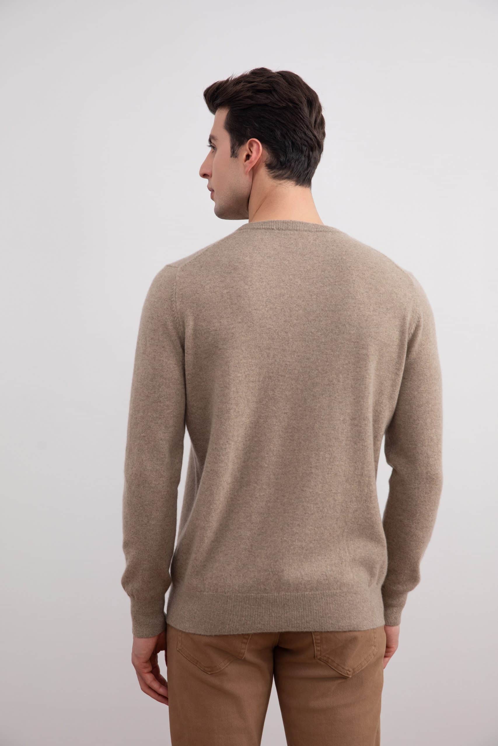 Light Taupe Mélange Cashmere Crewneck