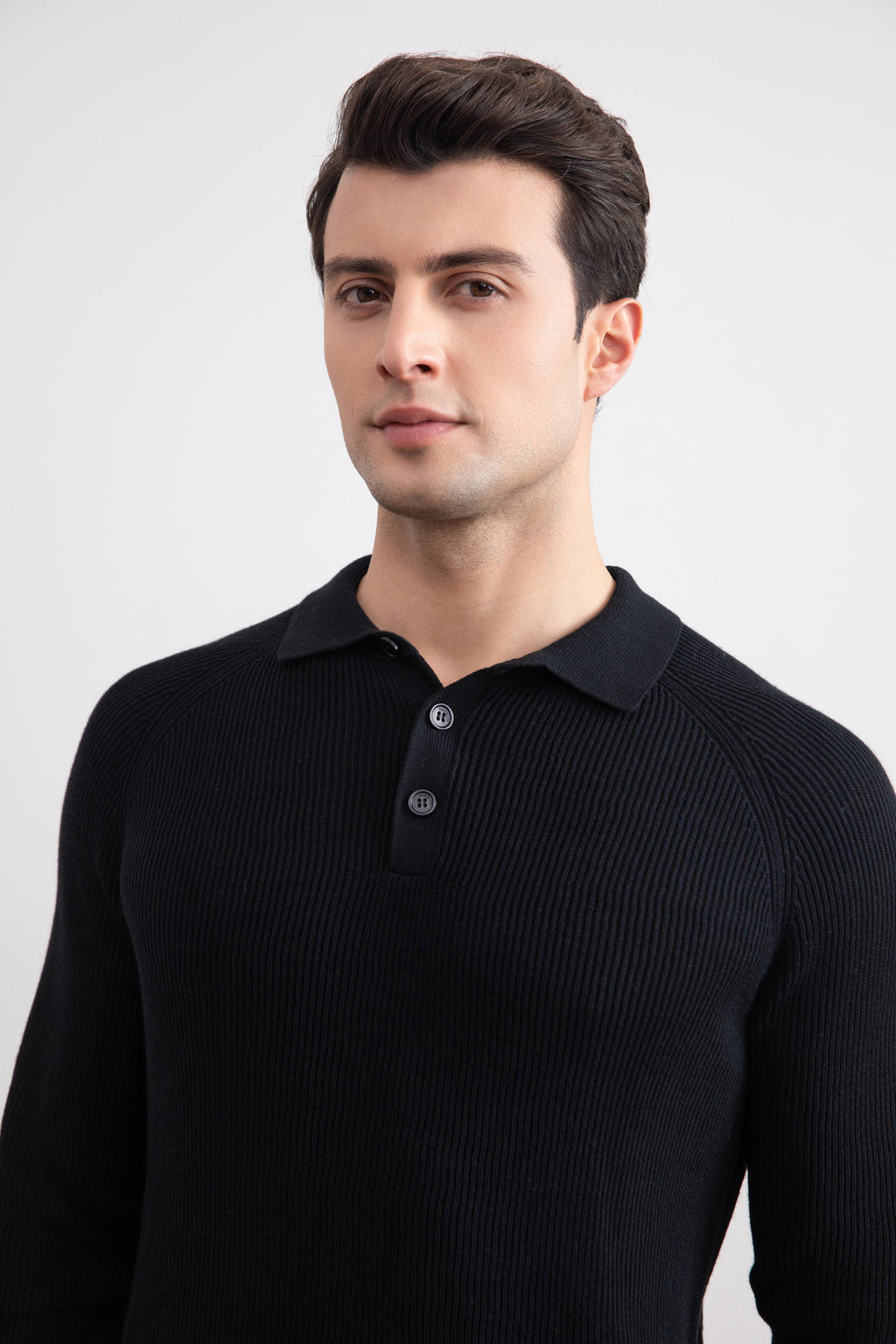Black English Rib Polo Shirt