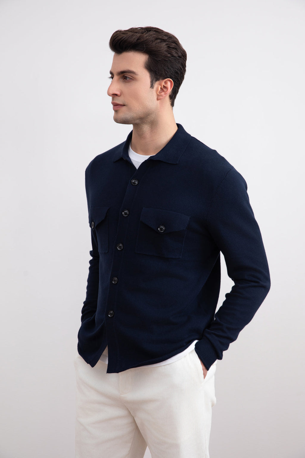 Navy Flap-pocket Overshirt