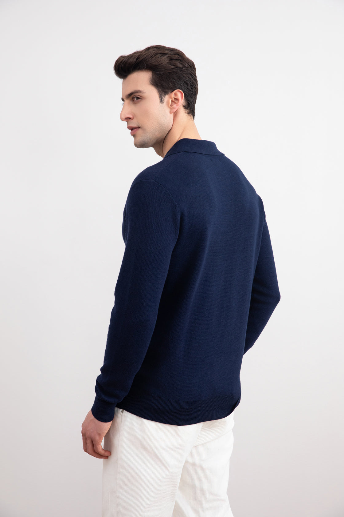 Blue Open Polo with long sleeves